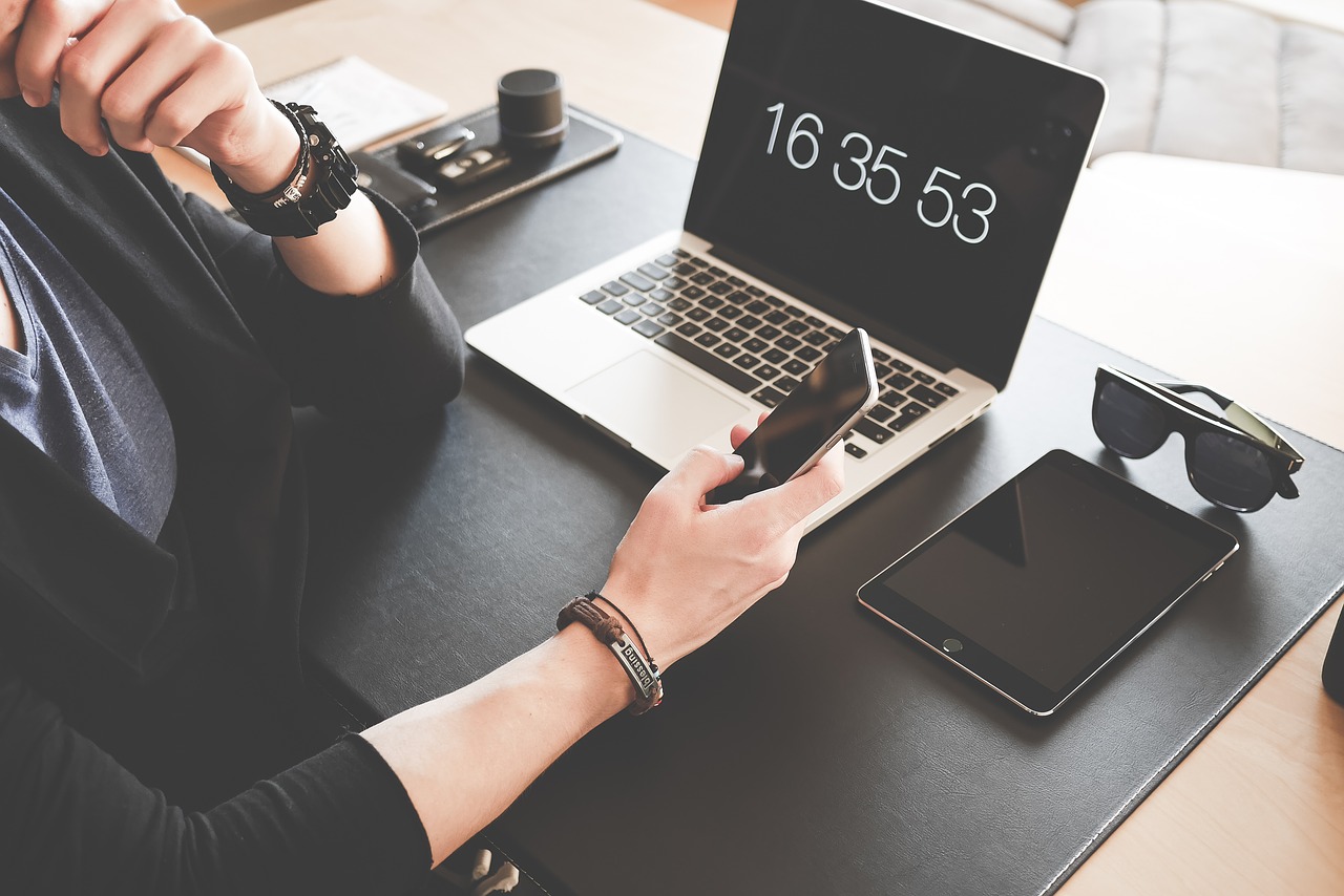 A woman working from home