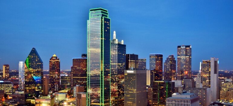 Skyline of Austin, TX in the evening.