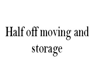 Half off moving and storage company logo