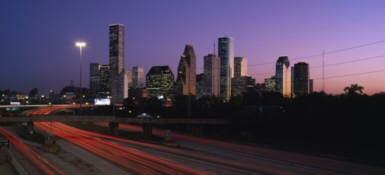 A view of Houston at night.