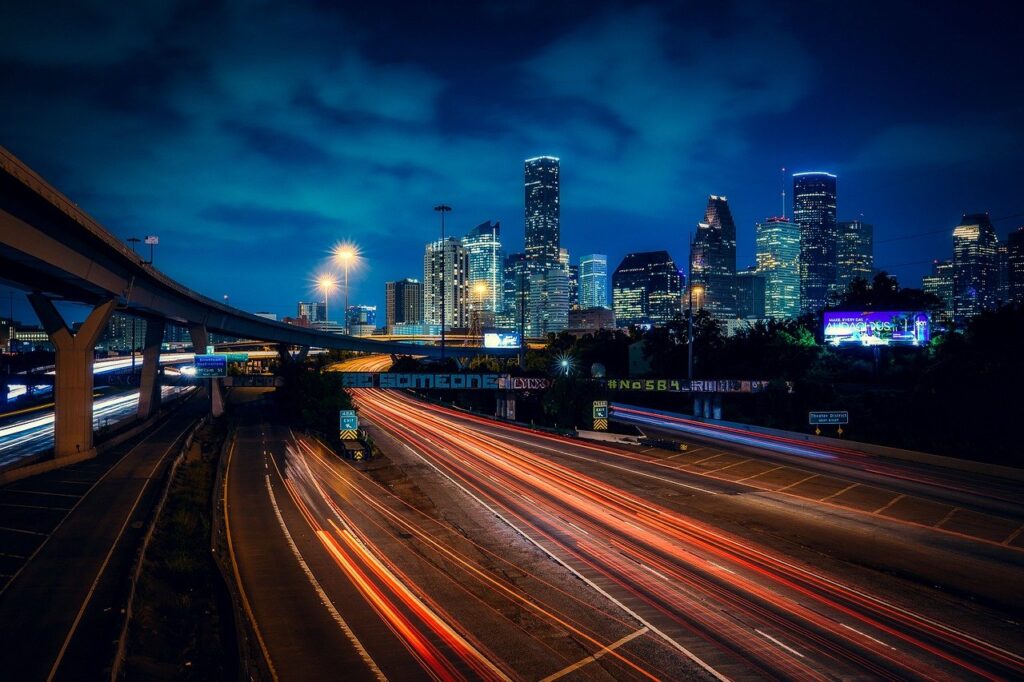 Houston city skyline during the night