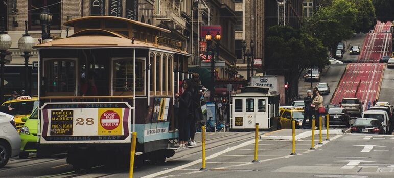 cable cars on the streets of San Francisco