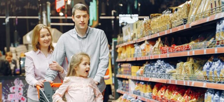 a family in a supermarket