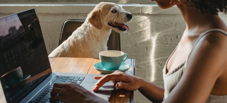 woman wiht a pet representing moving with your pet