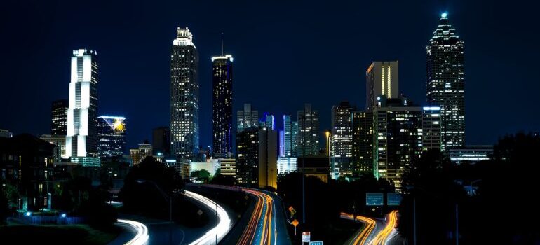 A view of Atlanta at night.