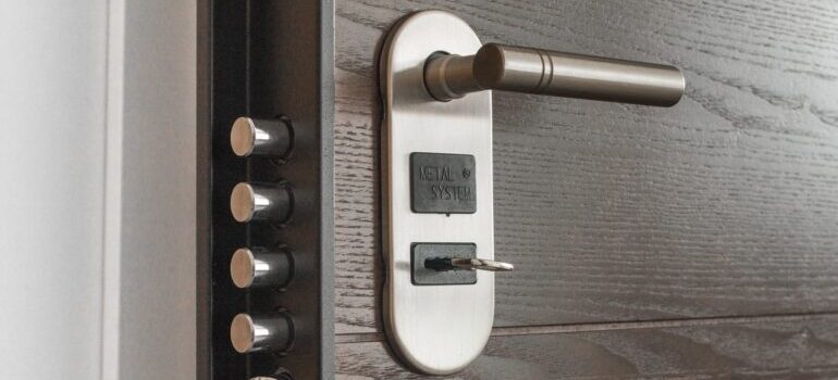 A secure lock on a door.
