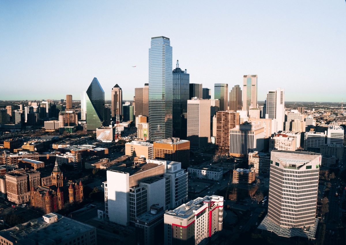 Aerial shot of a city in Texas.