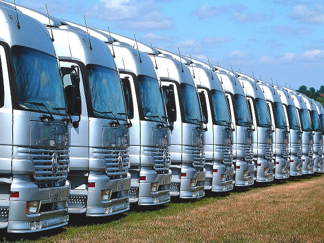 row of trucks