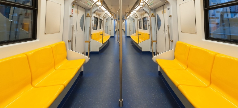 The interior of a metro train.