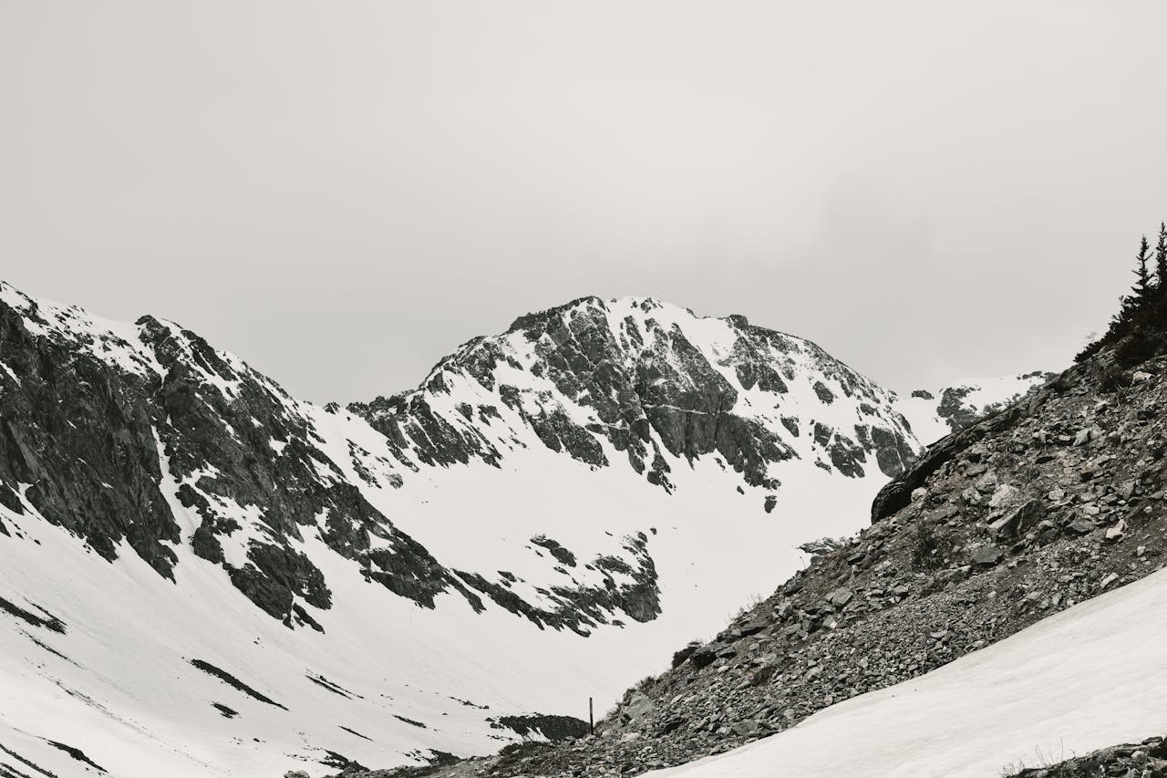 Snow-Covered Rocky Mountain Slopes Panorama