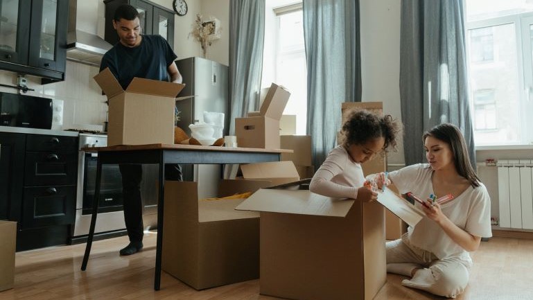 A family packing for a move.