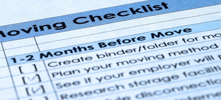A close-up of a moving checklist.
