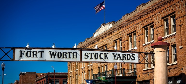 A Fort Worth Stock Yards sign.
