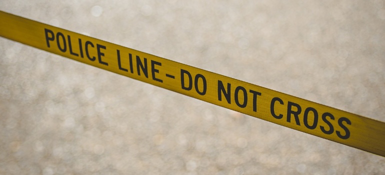 A yellow police line.
