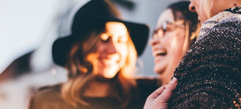 A group of friends laughing.