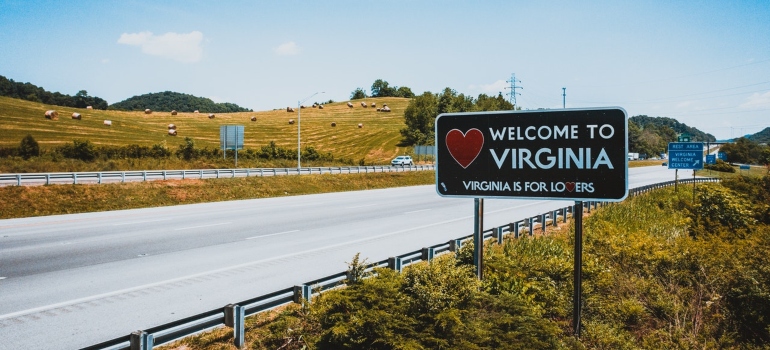 Welcome to Virginia sign next to a highway