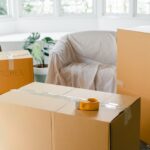 apartment with packed boxes before moving