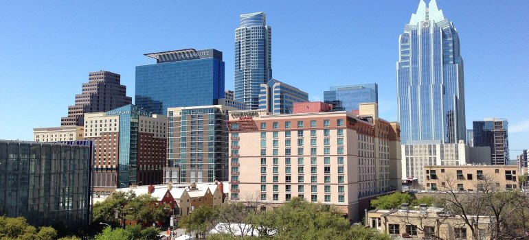 A view of buildings in Austin. 