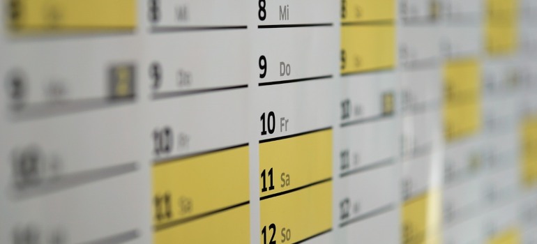 A close-up of a calendar.