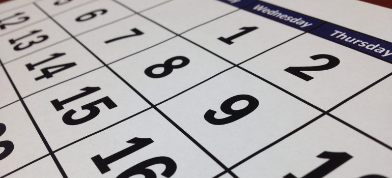 A close-up of a calendar.