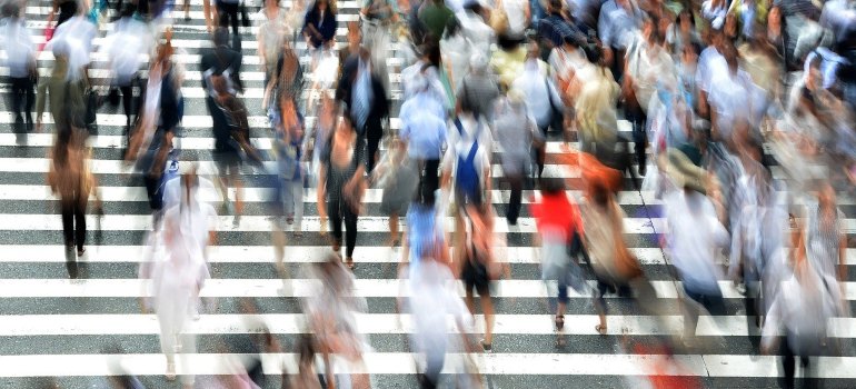 Pedestrians on the street. 