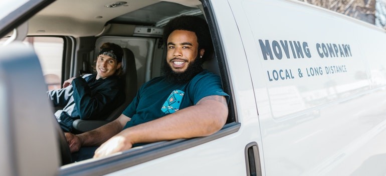 movers in a moving van