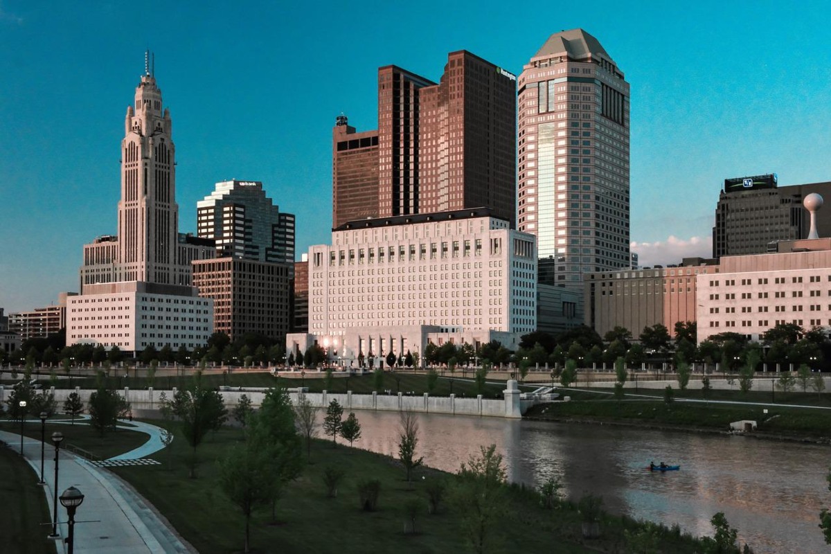 A view of buildings in Columbus.