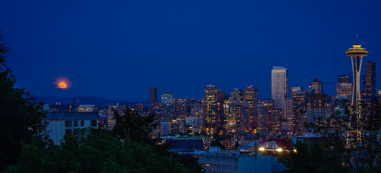 Seattle skyline during night