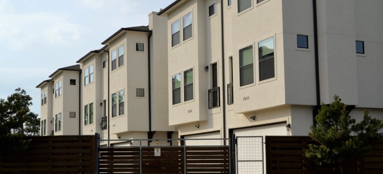 A row of houses in a gated community.