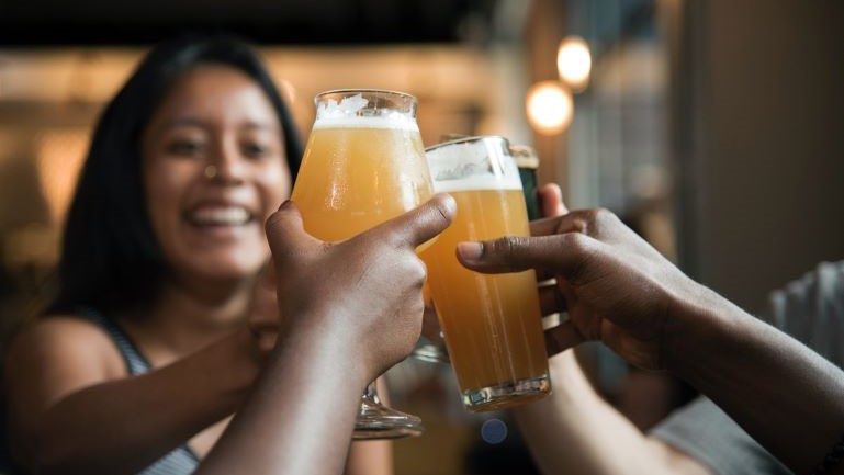 A group of friends enjoying beer