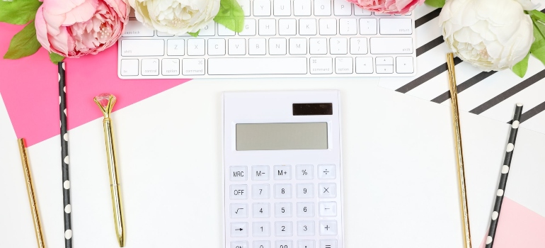 A keyboard and calculator