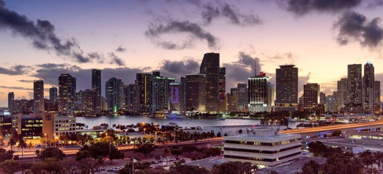Panorama of Miami at dusk