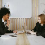Woman talking with a client