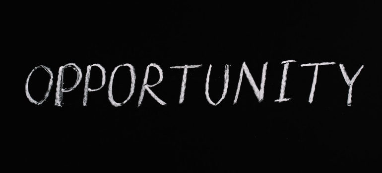 Opportunity Lettering Text on Black Background
