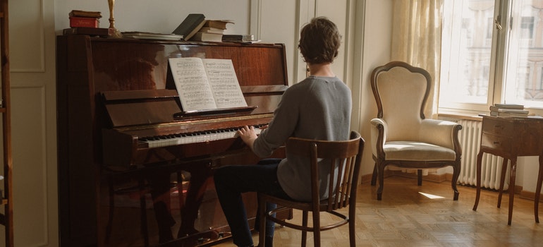 A person playing a piano
