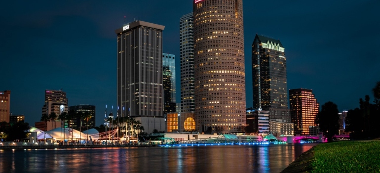 View of downtown Tampa at night