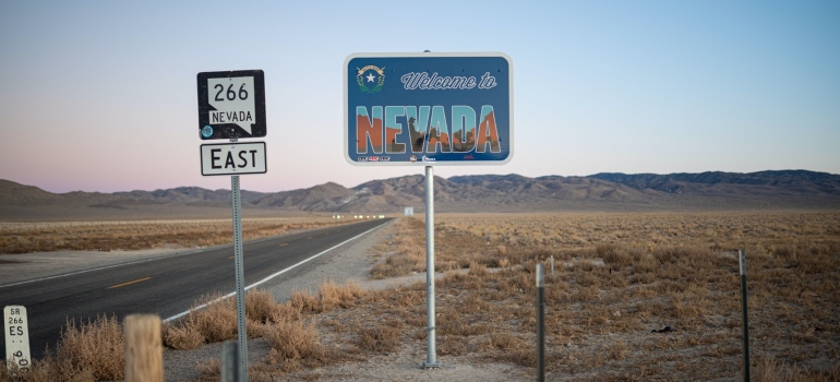 Welcome to Nevada sign because the first thing you'll see when moving from New York to Nevada