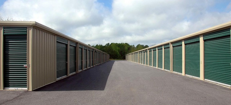 A view of storage units.