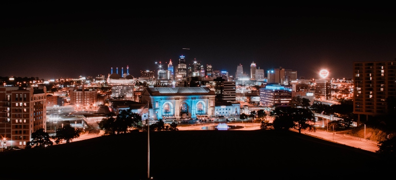 Kansas City at night.