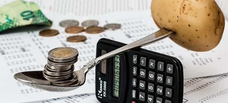 coins and a calculator