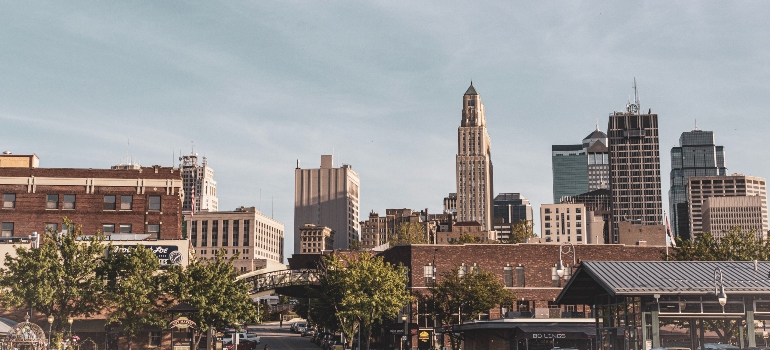 The Skyline of Kansas City on a sunny day.