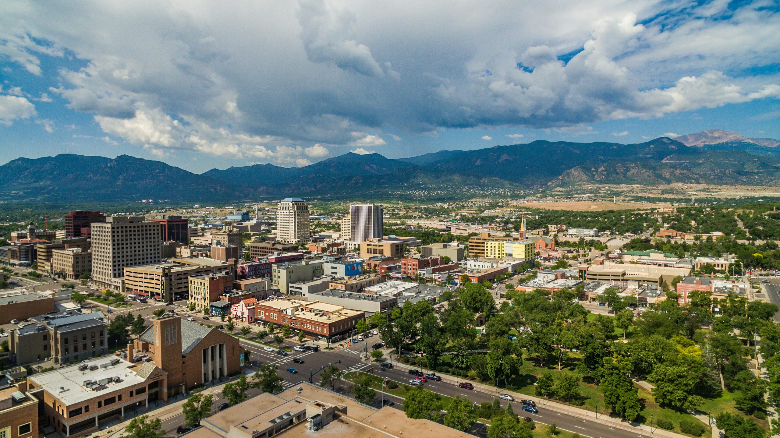 Colorado Springs photographed from air.