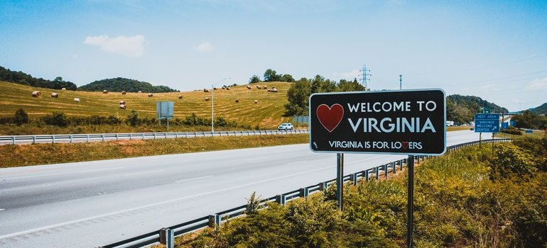 road with a welcome to Virginia sign