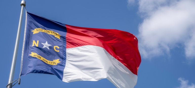 North Carolina's flag waving in the air.