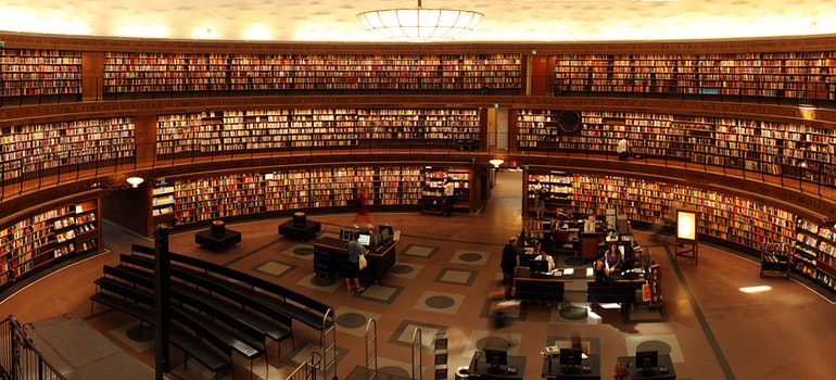 Library full of books;