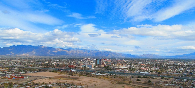 The photo of Tucson on a sunny day.