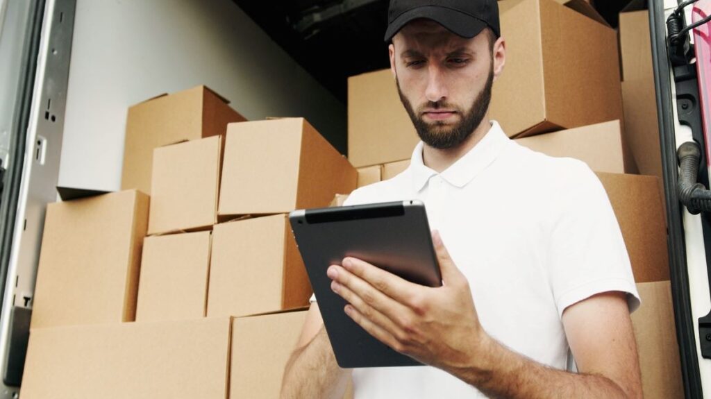 A delivery man working.