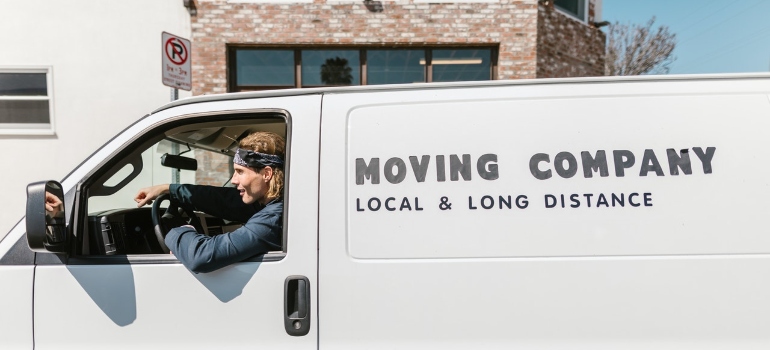 man in a moving truck
