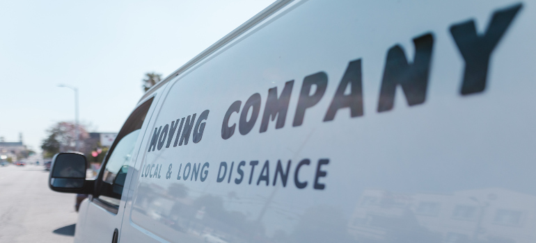 A white van of long distance moving companies Illinois.