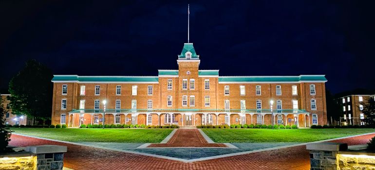 Virginia Tech university at night